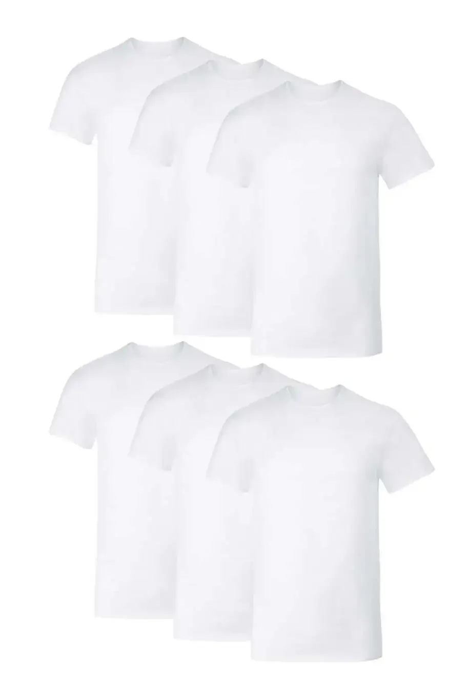 Hanes Men's Tagless Cotton Stretch Crewneck T-Shirt Undershirts, 6-Pack - White